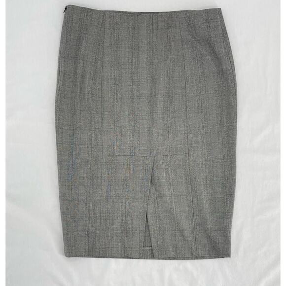 Grey Plaid Skirt Office Attire Neutral Corporate Style Donna Ricco Size 6 - Picture 4 of 11